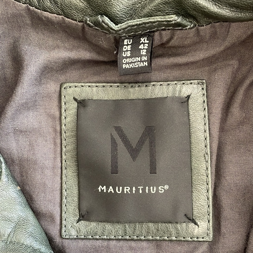 Mauritius Lambskin Leather Jacket Womens Size 12 Large Dark Grey Green Full Zip - Picture 2 of 15